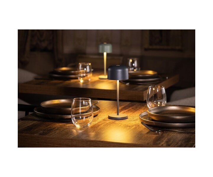 M&T Lampe de table rechargable " IBIZA  "  couleur grise antracite hauteur 20 cm