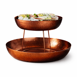 M&T Seafood trays set of 2 pieces hammered copper finish