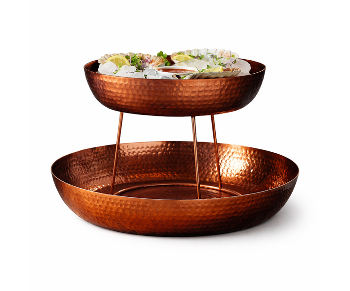 M&T Seafood trays set of 2 pieces  hammered copper finish