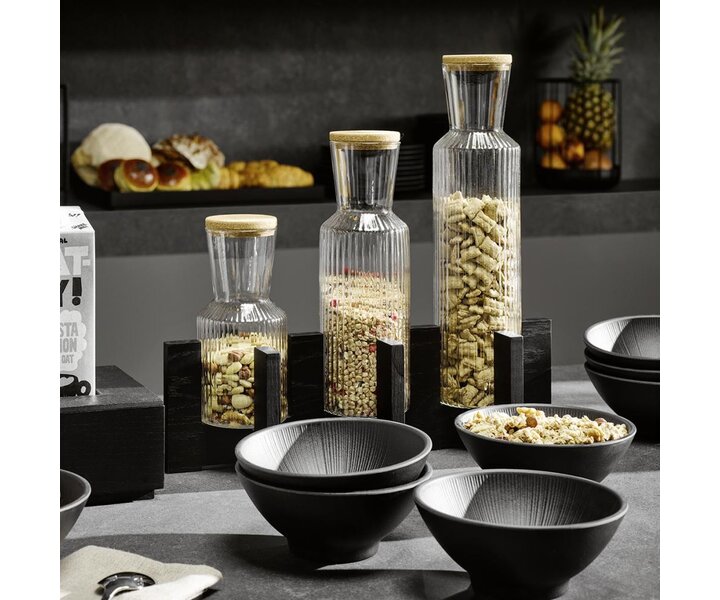 M&T Etagère de buffet Valo couleur noire livré avec 3 carafes en verre bouchon en liège  0,5 l - 1,0 l - 1,5 l