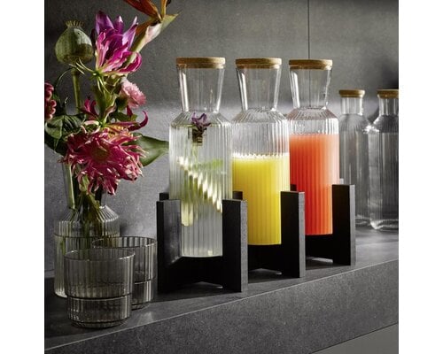 M&T Buffet stand Valo black with 3 glass bottles and cork lid 0,5 l - 1,0 l - 1,5 l