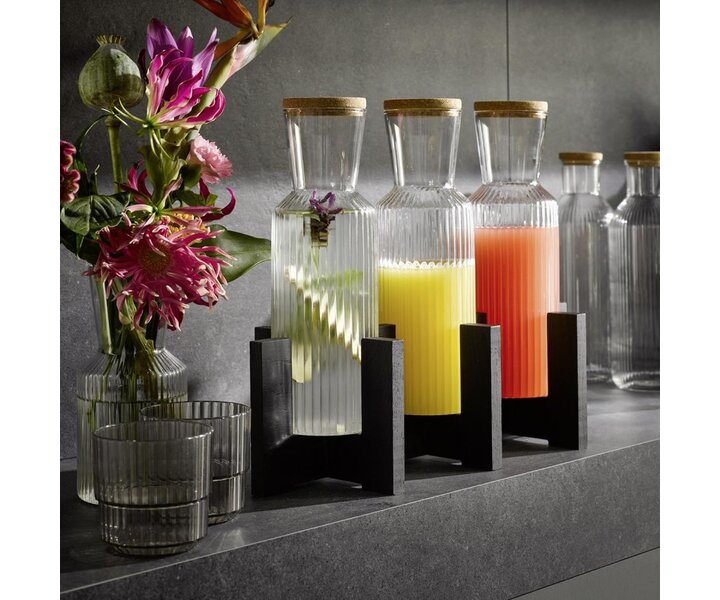 M&T Etagère de buffet Valo couleur noire livré avec 3 carafes en verre bouchon en liège  0,5 l - 1,0 l - 1,5 l