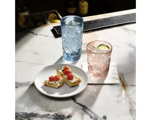 LIBBEY  Cocktail  - Whisky glas 35,5 cl  "Hobstar" gekleurd  " Blush "