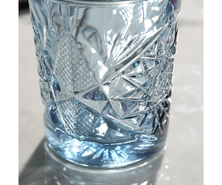 LIBBEY  Cocktail  - Whisky glas 35,5 cl  "Hobstar" gekleurd  Blauw - Sapphire