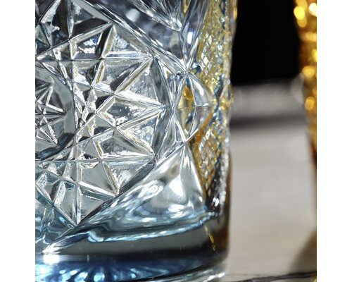 LIBBEY  Cocktail  - Whisky glas 35,5 cl  "Hobstar" gekleurd  Blauw - Sapphire