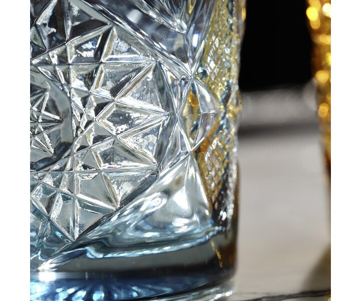 LIBBEY  Verre à Cocktail - whisky 35,5 cl "Hobstar" couleur Bleu - Sapphire