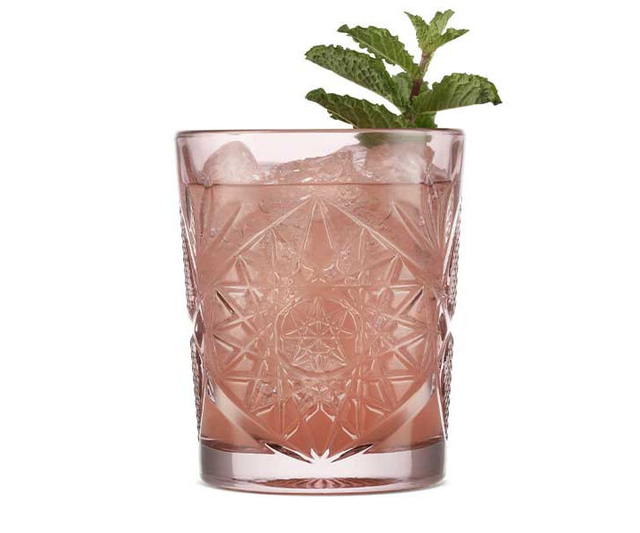 LIBBEY  Cocktail  - Whisky glas 35,5 cl  "Hobstar" gekleurd  " Blush "