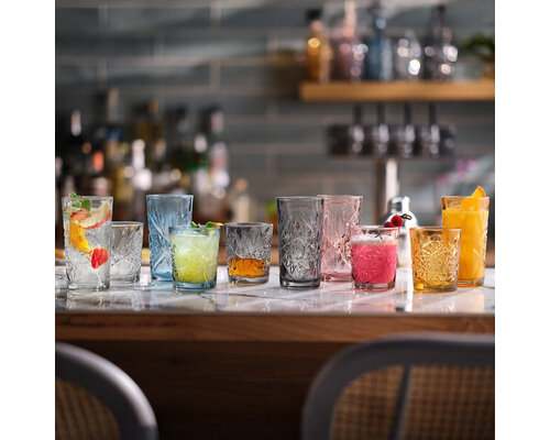 LIBBEY  Cocktail - Whisky glass 35.5 cl  "Hobstar" colored  " Graphite "