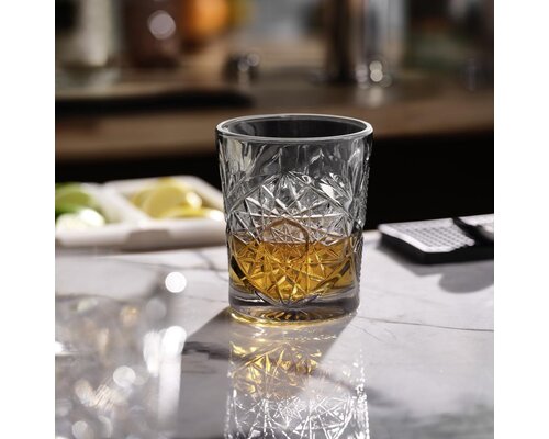 LIBBEY  Cocktail  - Whisky glas 35,5 cl  "Hobstar" gekleurd  " Graphite "