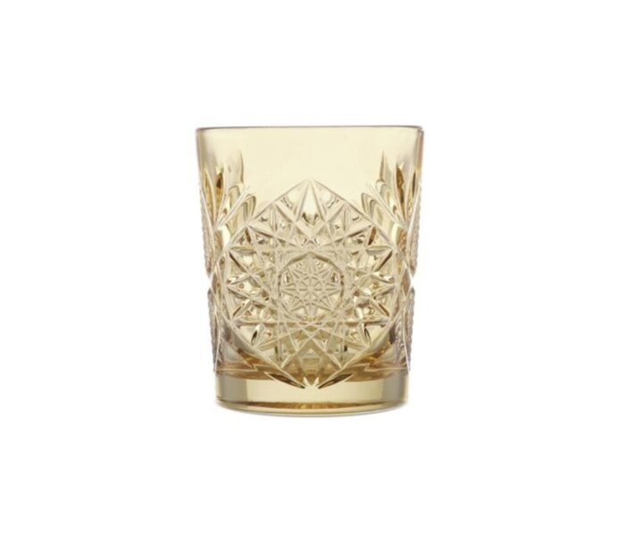 LIBBEY  Cocktail - Whisky glass 35.5 cl  "Hobstar" colored Orange - Topaz