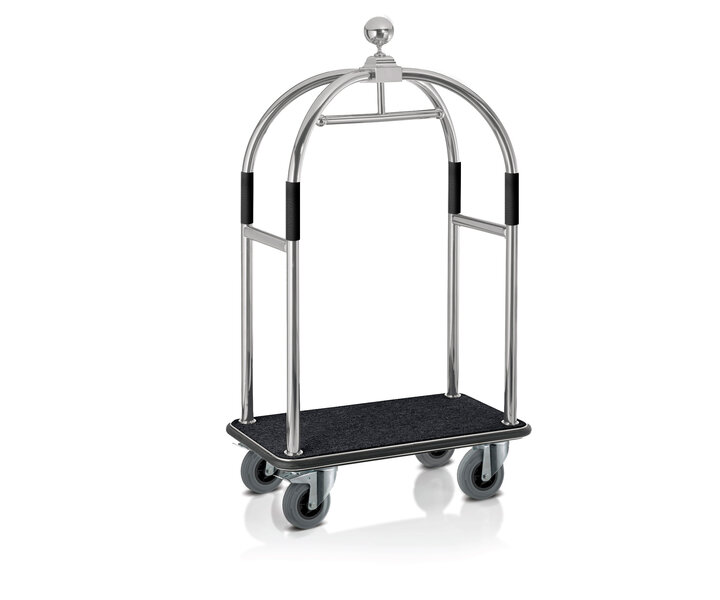 M&T Paris luggage trolley (silver, black carpet)