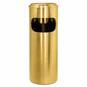 Stainless steel or brass litter bin with ashtray mesh top(gold)