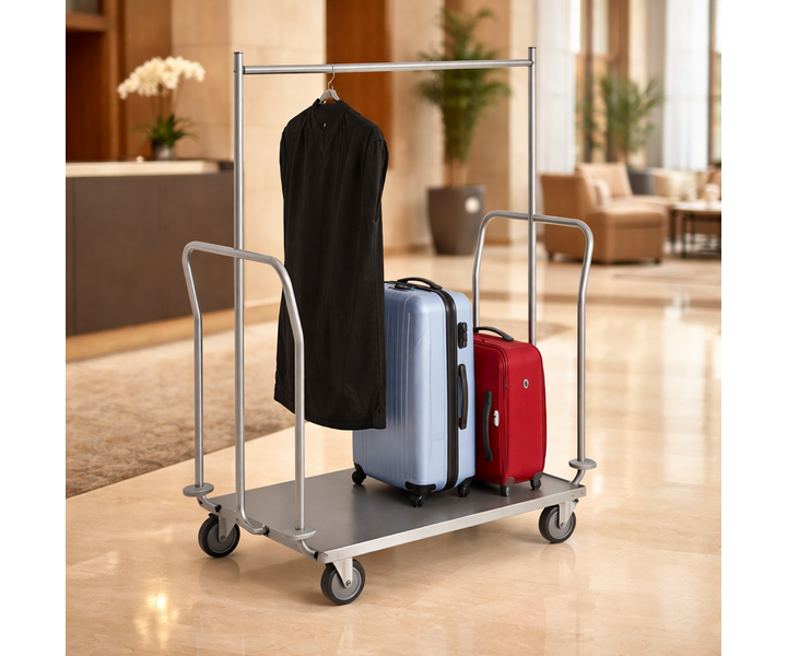 M&T LUGGAGE CART WITH GARMENT RAIL