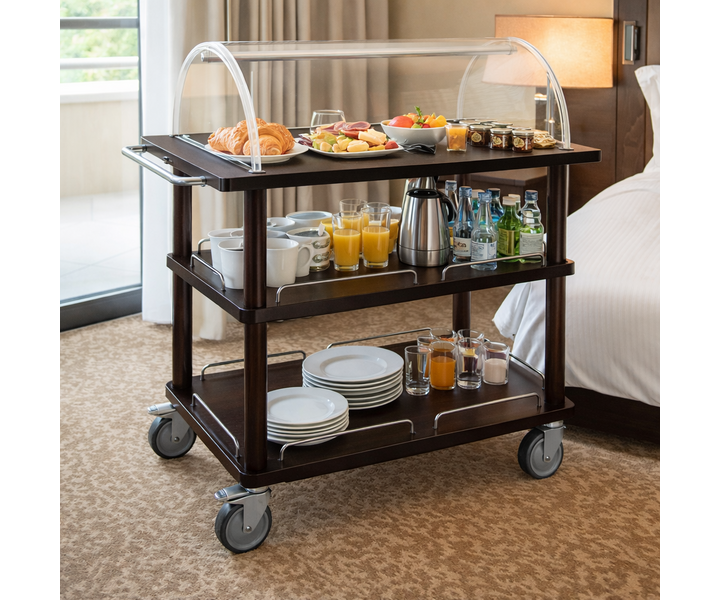 M&T WOODEN SERVICE TROLLEYS WITH DOME