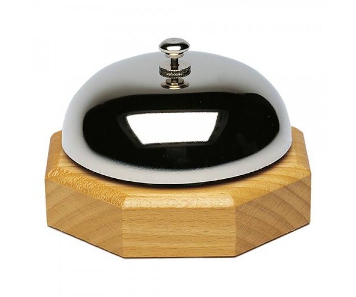 M&T Reception bell chrome on wooden base