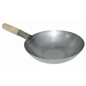 M & T  Wok zacht staal 33 cm platte bodem