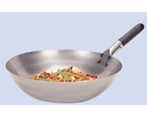 M & T  Wok zacht staal 33 cm platte bodem