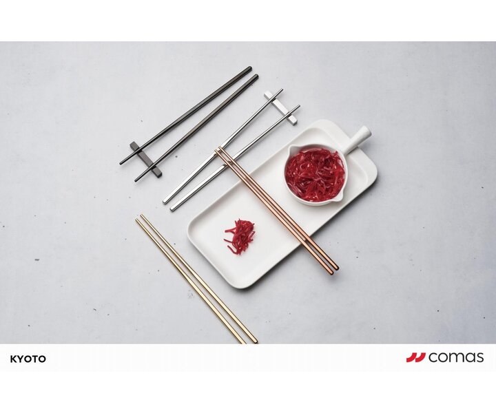 M&T Chopsticks  " Kyoto " ( één paar  ) goud roestvrijstaal prijs per verpakking van 12  paar