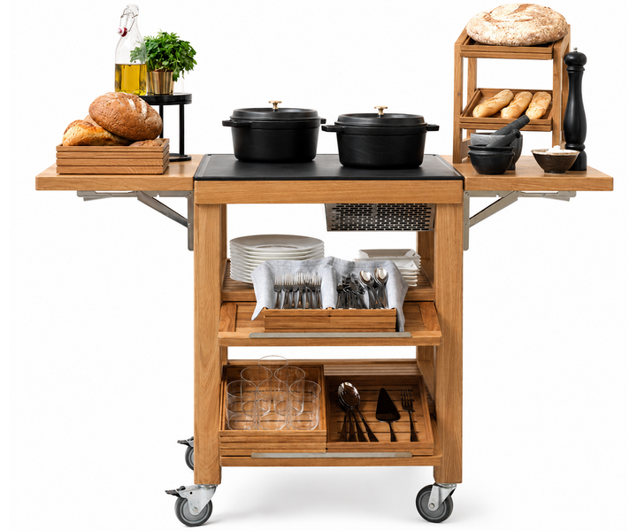 CRASTER  Hot & Cold Trolley -Matt laquered oak