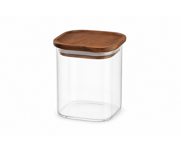 M&T Storage jar 1 liter glass with wooden lid