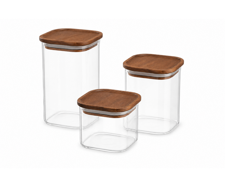 M&T Storage jar 1 liter glass with wooden lid