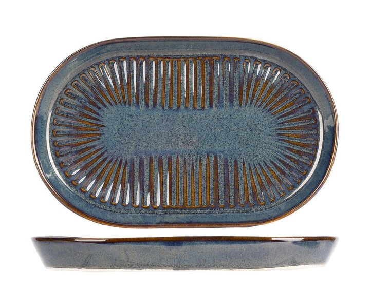 PROOF Porcelain  Oval plate - tray 19 x 12,5 cm  " SOLAS BLUE "