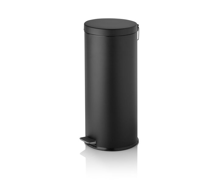 M&T Poubelle à pédale 30 litres métal à revêtement en poudre noir mat