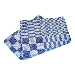 M&T Keuken- thee doek 65 x 65 cm blauw/wit katoen set van 12 stuks