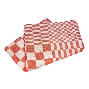 M&T Keuken- thee doek 65 x 65 cm rood /wit katoen set van 12 stuks