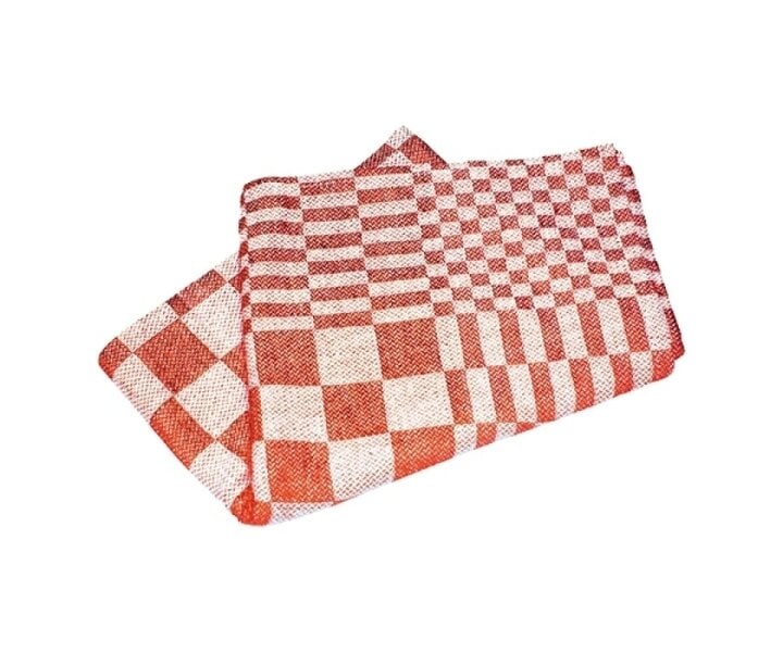 M&T Keuken- thee doek 65 x 65 cm rood /wit katoen set van 12 stuks