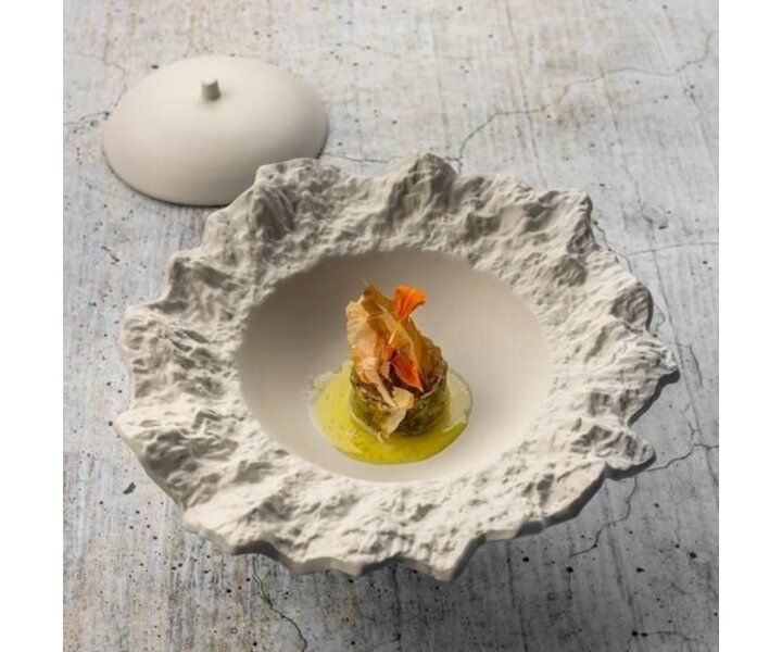 STUDIO RAW  Bol sur pied avec couvercle 22/12 cm x h 10,5 cm  " Everest "
