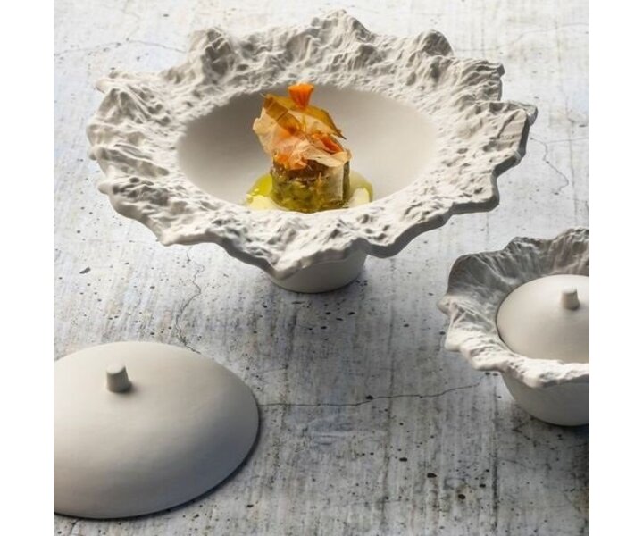 STUDIO RAW  Bol sur pied avec couvercle 12/6 cm x h 6,3 cm  " Everest "
