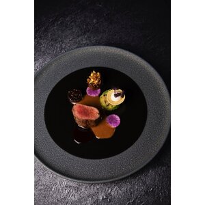 STUDIO RAW  Dinner plate Ø 28 cm x h 2,5 cm " Black Vulcanic " Design by Kevala