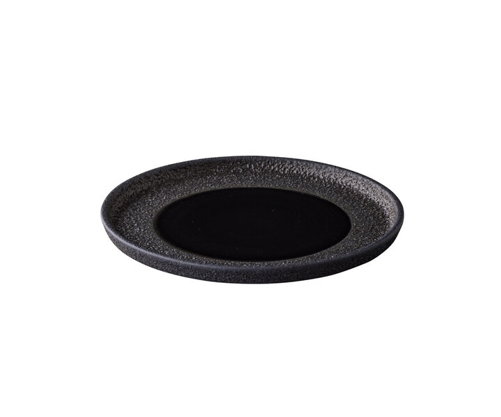 STUDIO RAW  Flat plate Ø 22 cm " Black Vulcanic " Design by Kevala