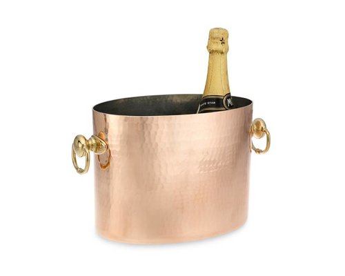MAUVIEL  Seau à vin ou champagne modèle ovale en cuivre martelé