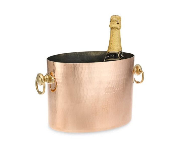 MAUVIEL  Wijn- champagne koeler ovaal gehamerd koper