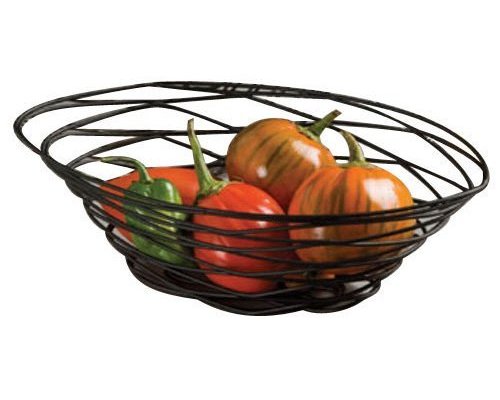 M&T Bread basket oval black painted metal 23 cm