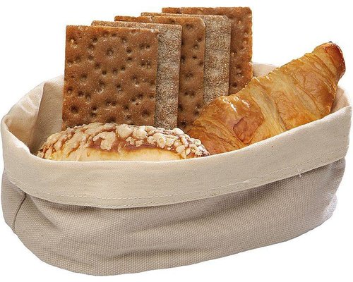 M&T Bread basket beige cotton oval 20 x 15 cm