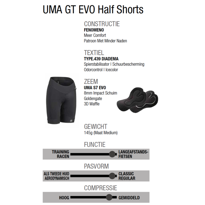 Assos UMA GT Half Shorts Evo Damesbroek Zwart