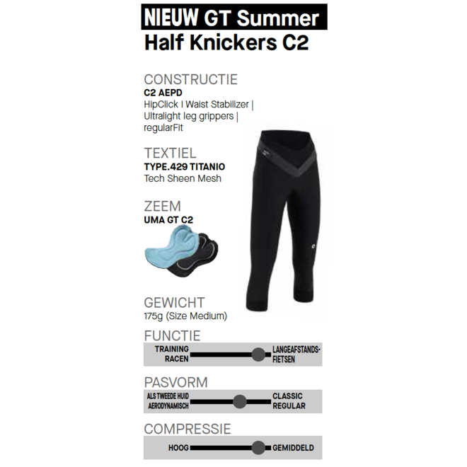 Assos UMA GT Summer Half Knickers C2 Damesbroek Zwart