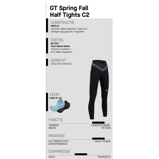 Assos UMA GT Spring Fall Half Tights C2 Damesbroek Zwart