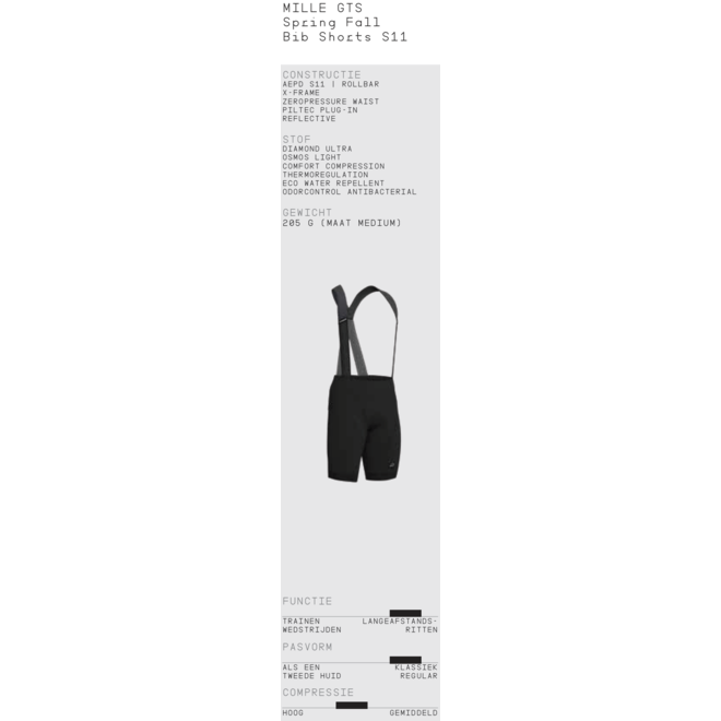 Assos Mille GTS Spring Fall Bib Shorts S11  Zwart