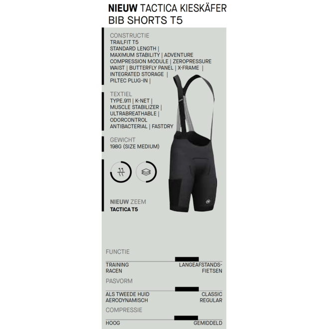 Assos Tactica Kieskafer Gravel Bib Shorts T5 Grijs
