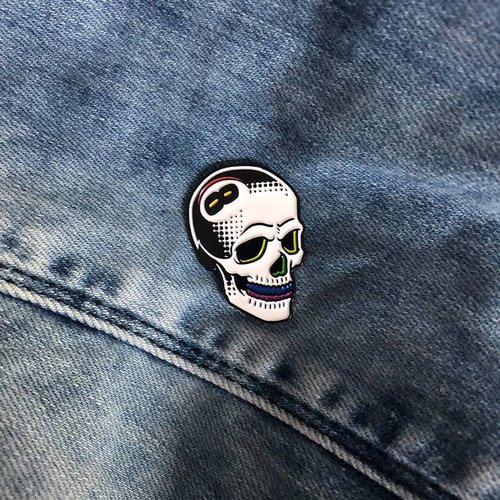 Creamlab 8 Ball Skull Pin (Soft Enamel) by Tizieu