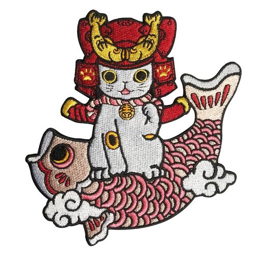 Creamlab Ohonneko & Koi (Pink) Embroidered patch by K2TOY Creamlab Ohonneko & Koi (Pink) Embroidered patch by K2TOY