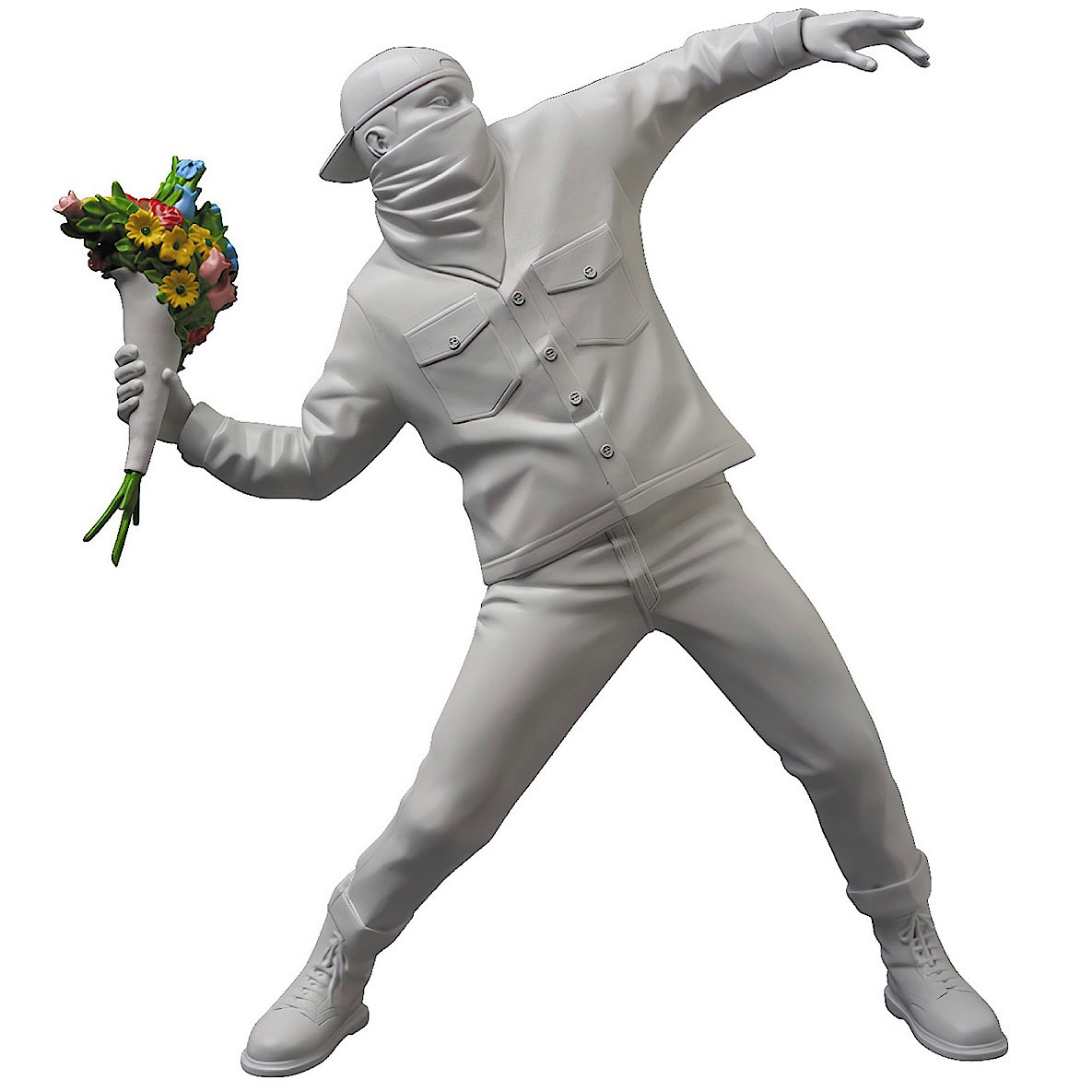 3FT Flower Bomber Sculpture (White) by Banksy (BRANDALISM) x Medicom