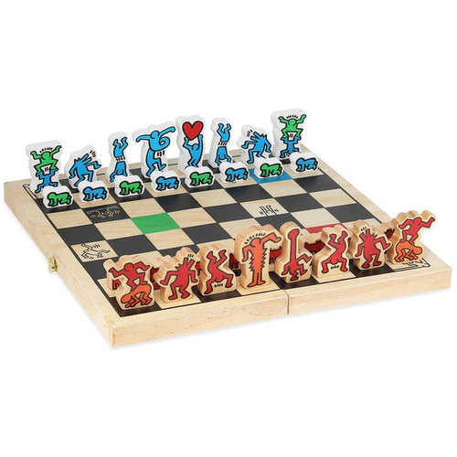 Vilac Chess Set (Red & Blue) by Keith Haring