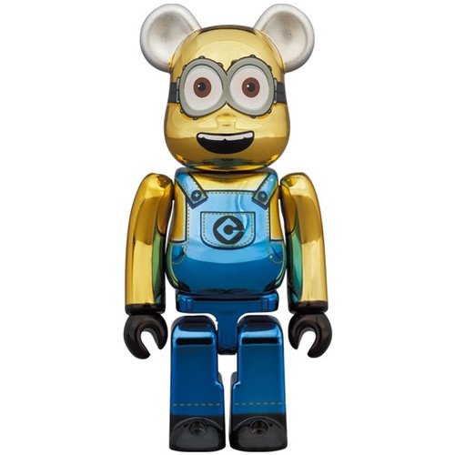 Medicom Toy 400% & 100% Bearbrick set - Minion Dave (Chrome ed.)