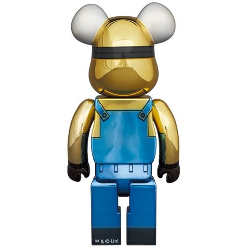 Medicom Toy 400% & 100% Bearbrick set - Minion Dave (Chrome ed.)