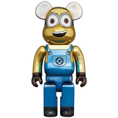 Medicom Toy 400% & 100% Bearbrick set - Minion Dave (Chrome ed.)